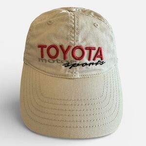 Vintage Toyota Motor Sports Ball Cap Hat Beige with Adjustable Back Strap